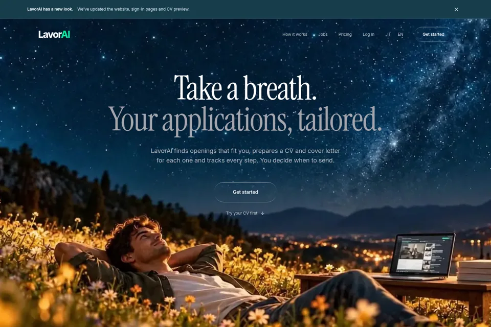 Aperçu de la landing page