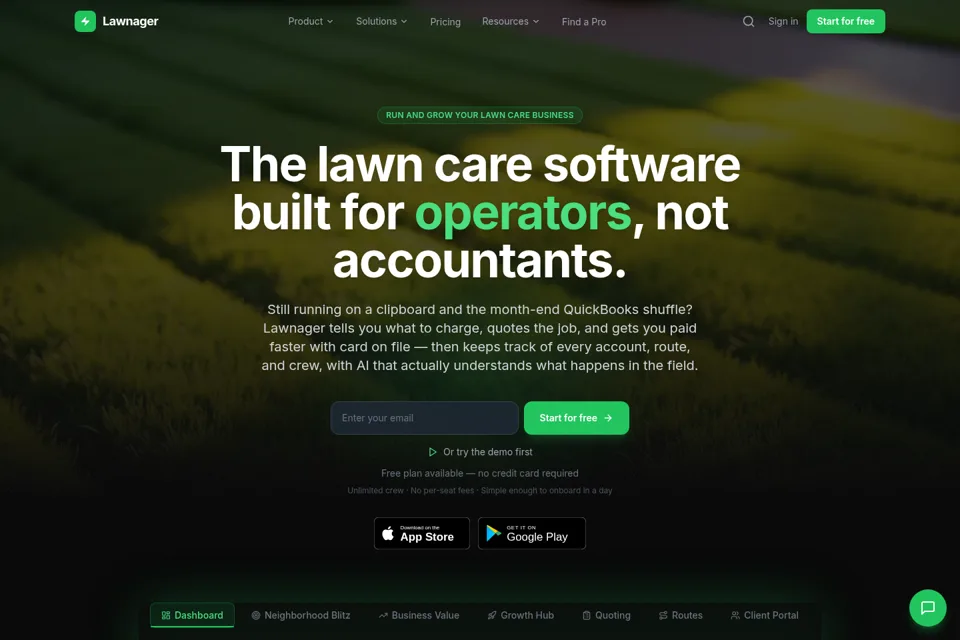 Aperçu de la landing page