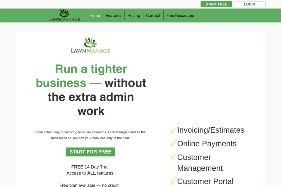 Aperçu de la landing page