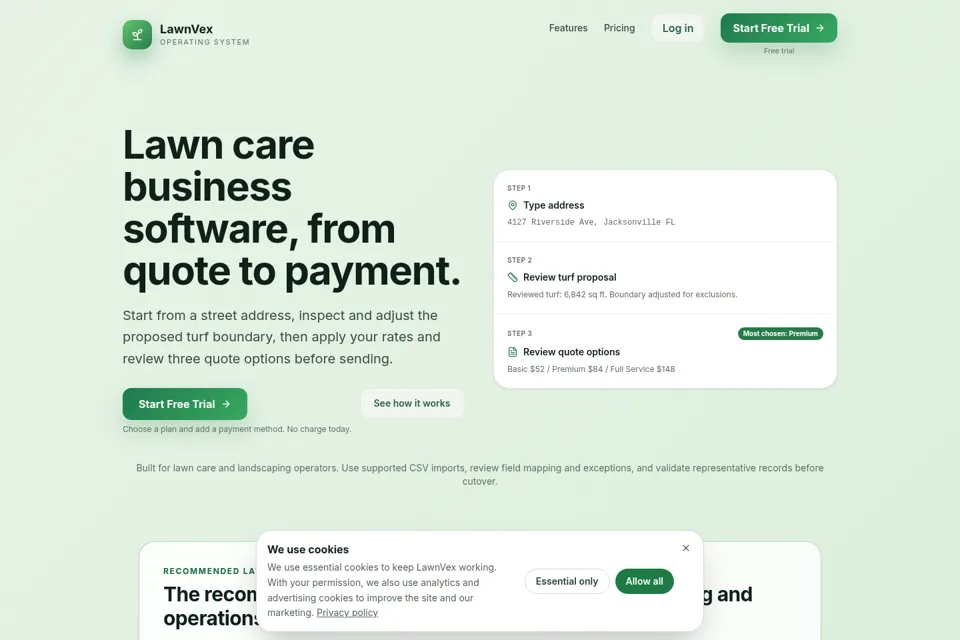 Aperçu de la landing page