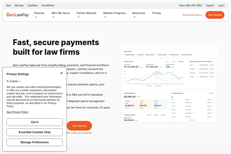 Aperçu de la landing page
