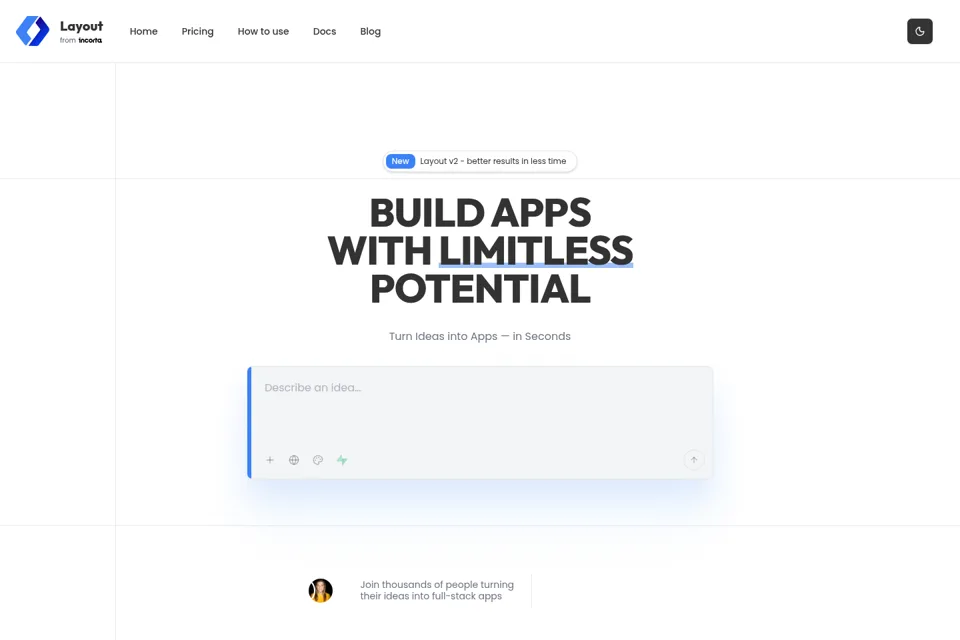 Aperçu de la landing page