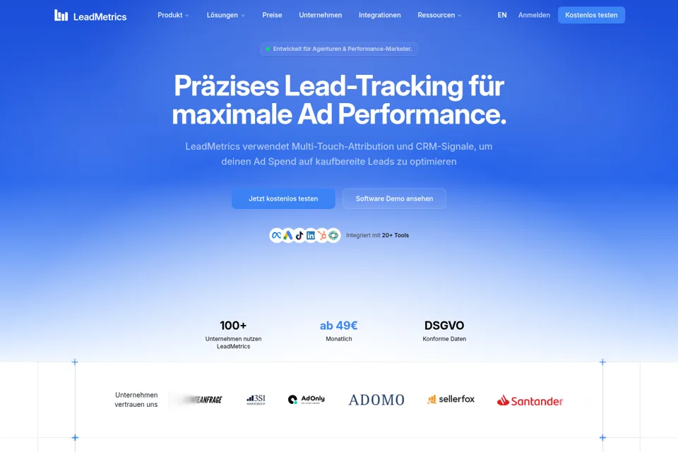 Aperçu de la landing page