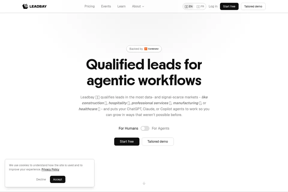 Aperçu de la landing page