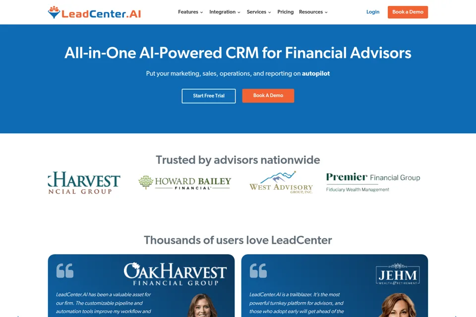 Aperçu de la landing page