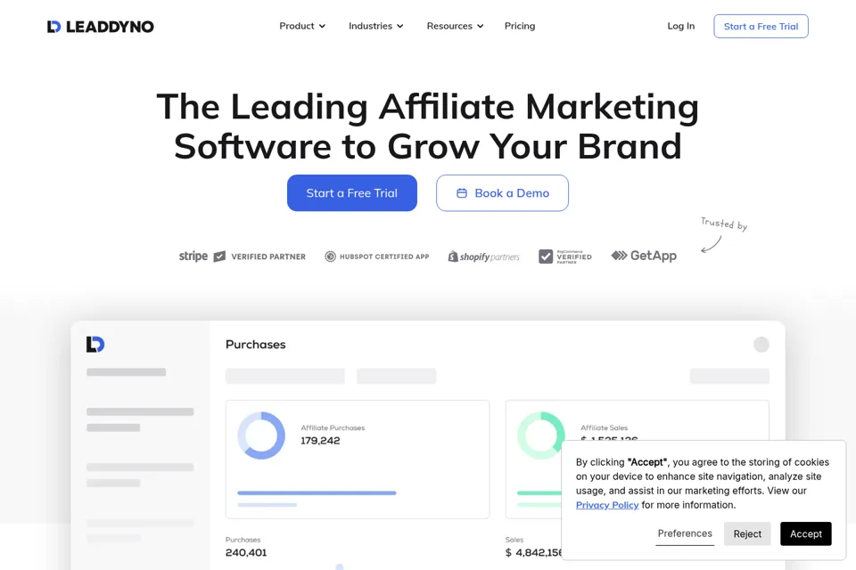 Aperçu de la landing page
