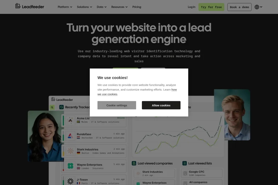 Aperçu de la landing page