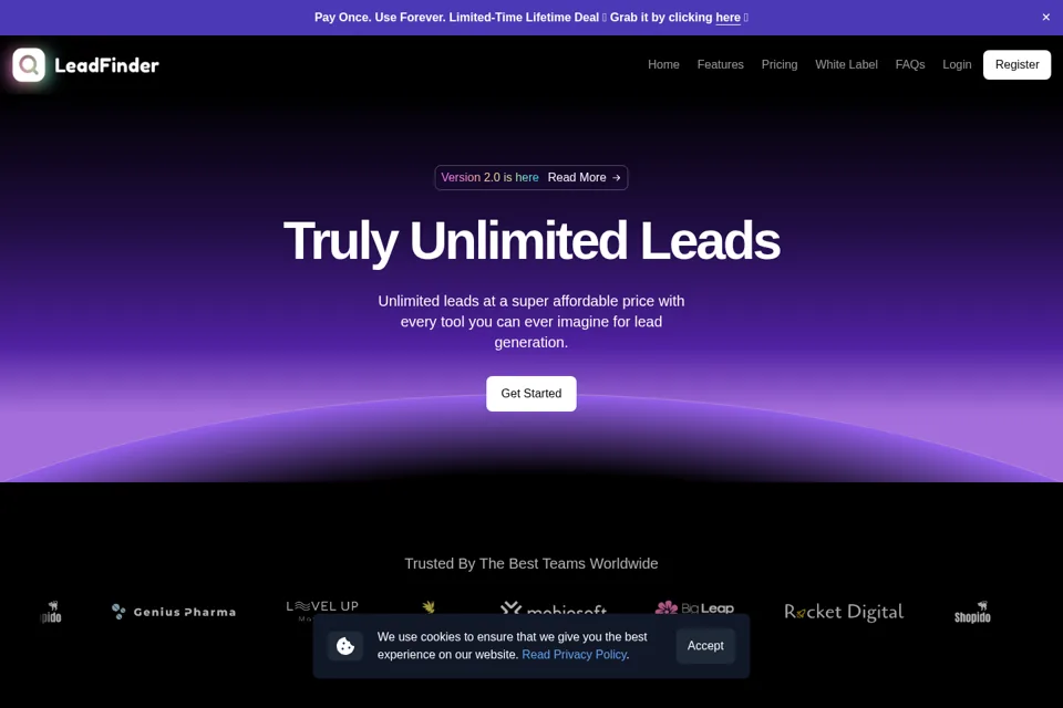 Aperçu de la landing page