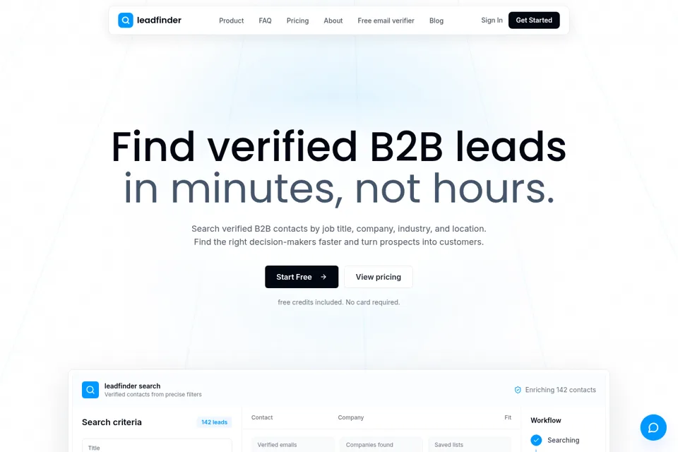 Aperçu de la landing page