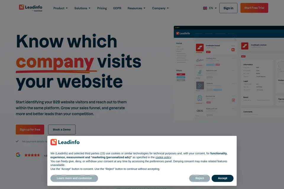 Aperçu de la landing page