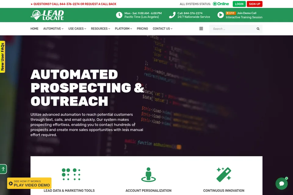 Aperçu de la landing page