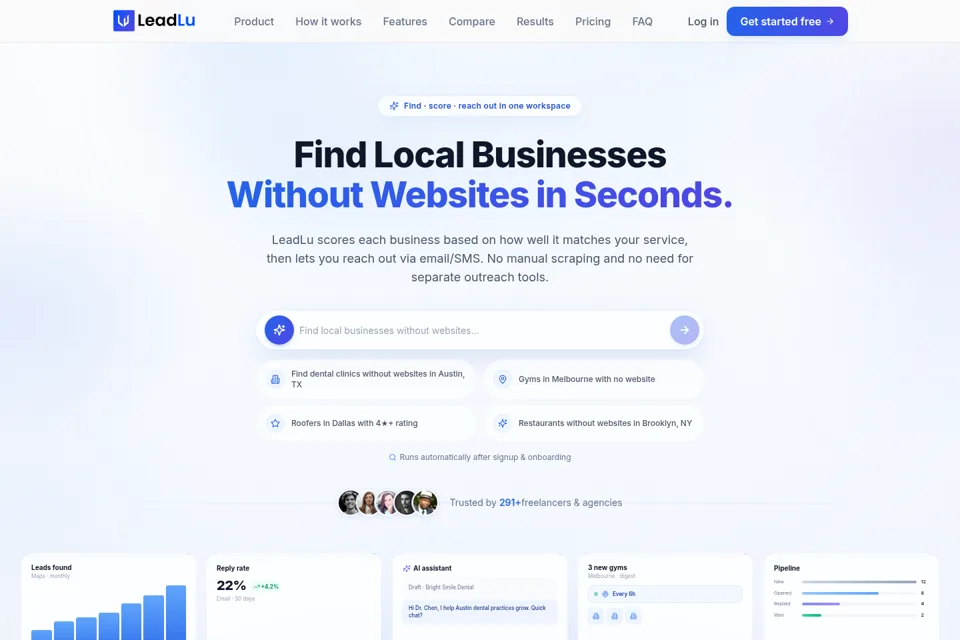 Aperçu de la landing page