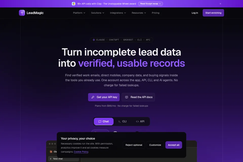 Aperçu de la landing page