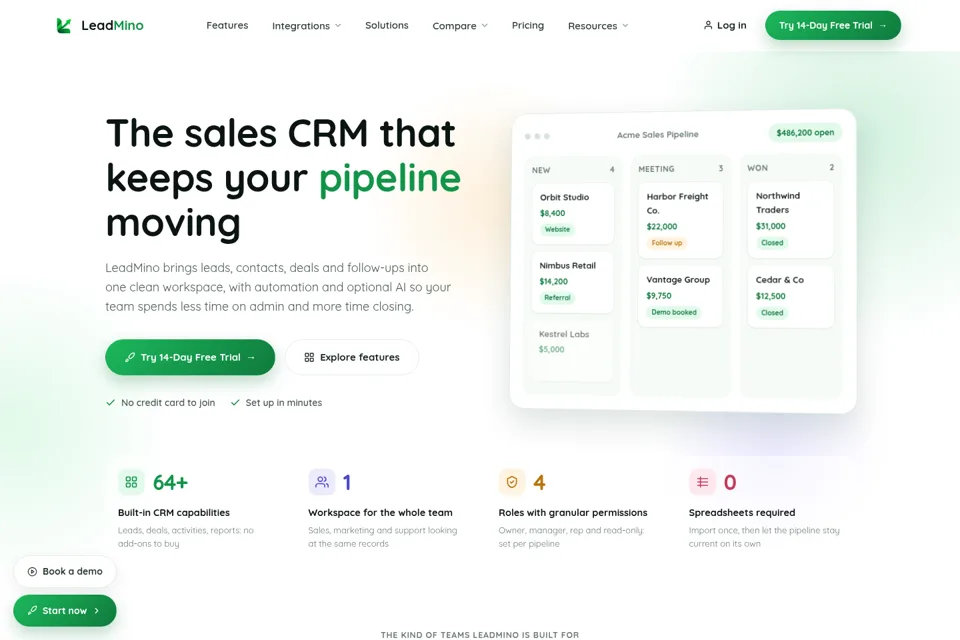 Aperçu de la landing page