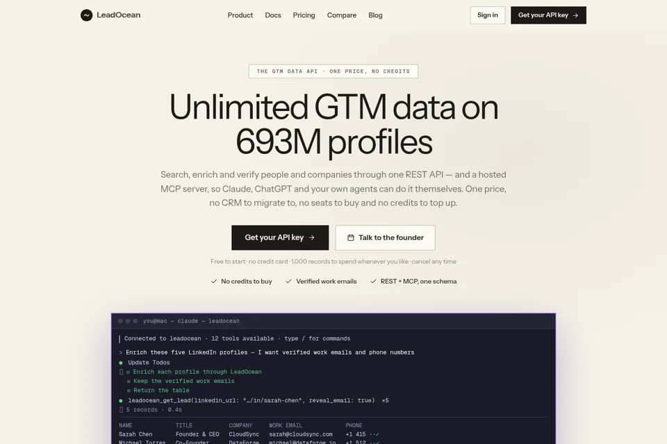 Aperçu de la landing page