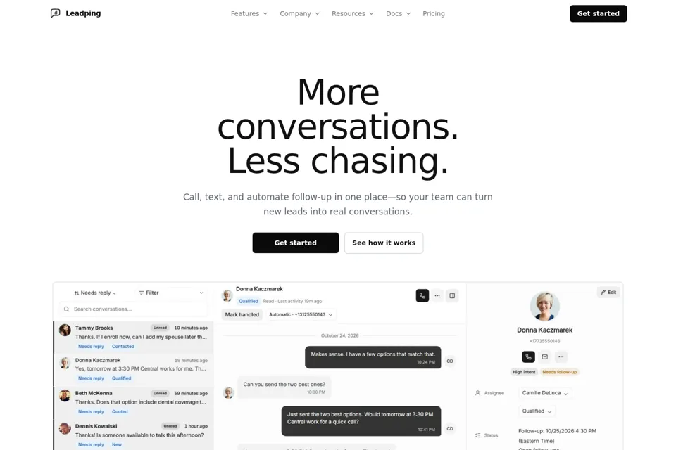 Aperçu de la landing page