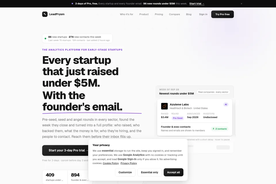 Landing page preview