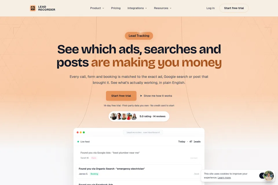 Landing page preview