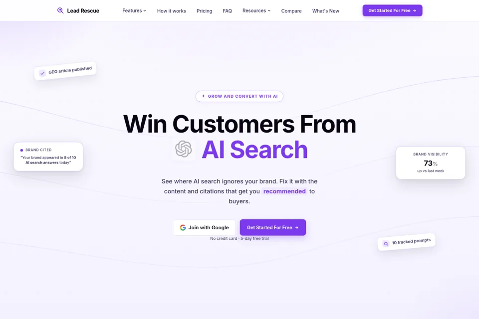 Aperçu de la landing page