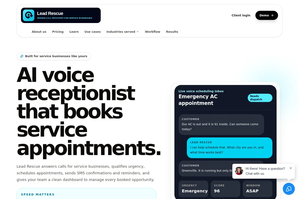 Aperçu de la landing page
