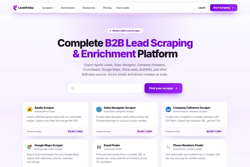 Aperçu de la landing page