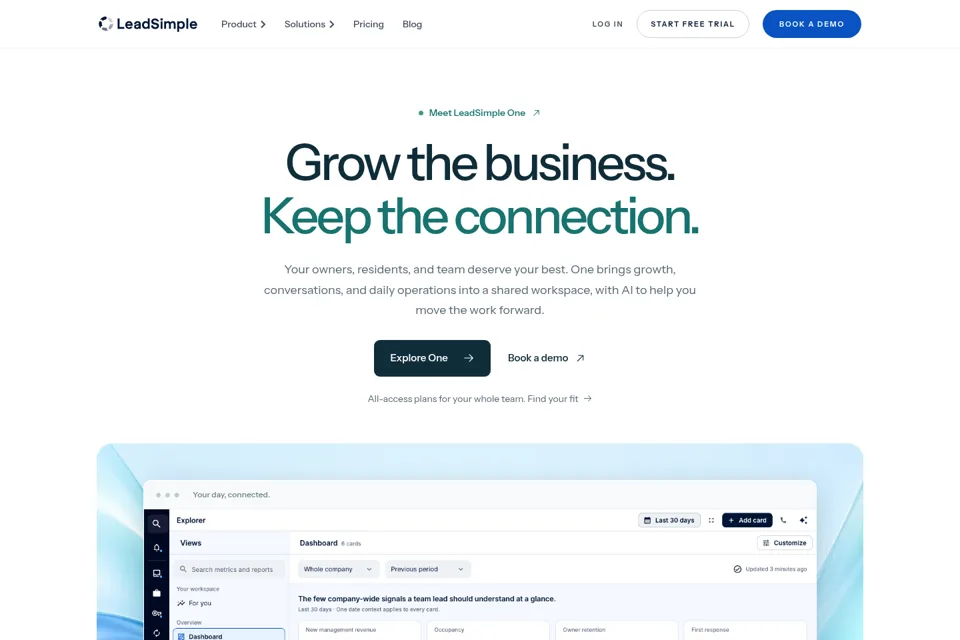 Aperçu de la landing page