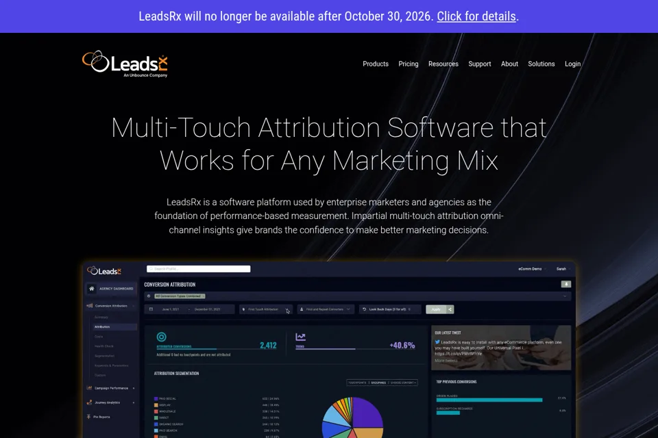 Aperçu de la landing page
