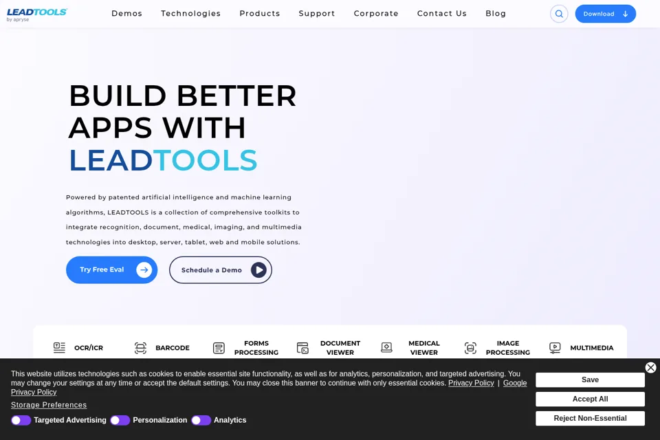 Aperçu de la landing page