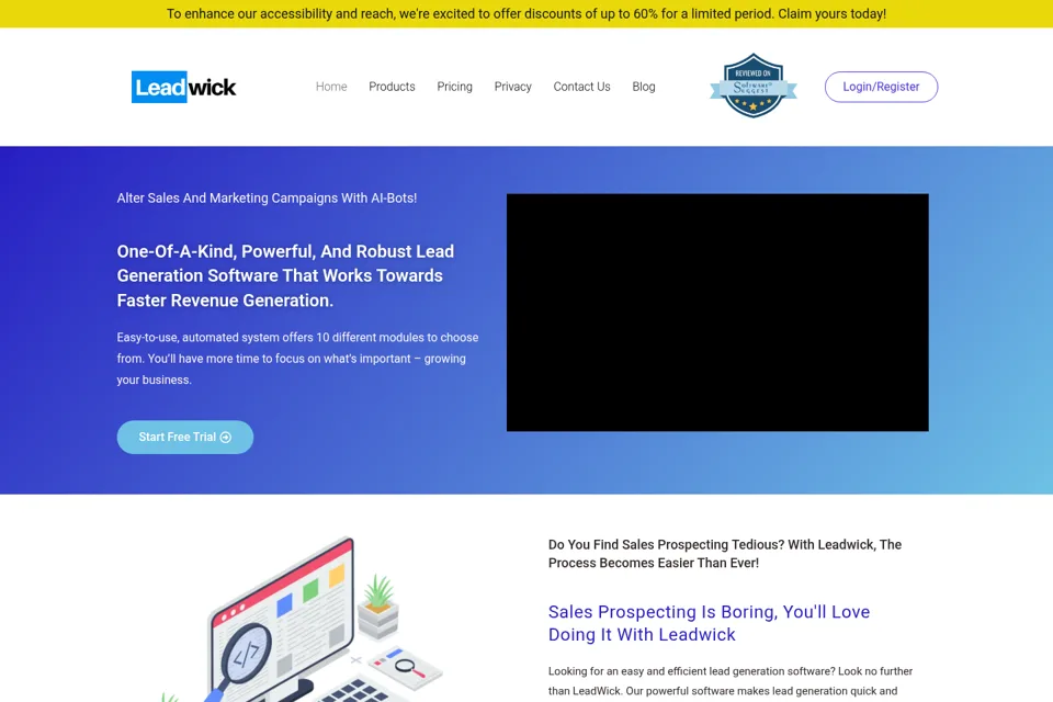 Aperçu de la landing page