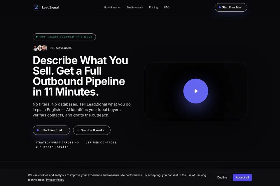 Aperçu de la landing page