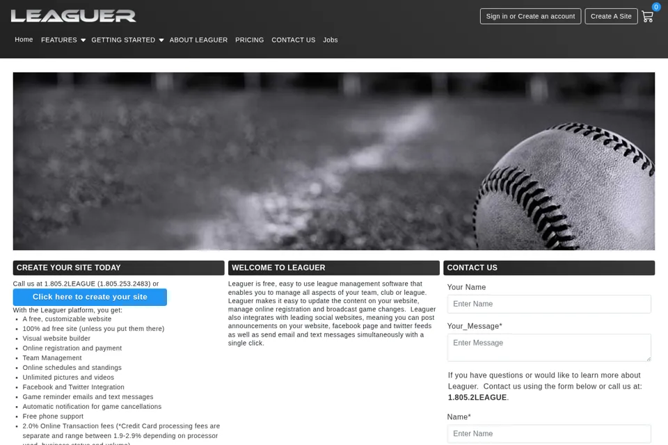 Aperçu de la landing page