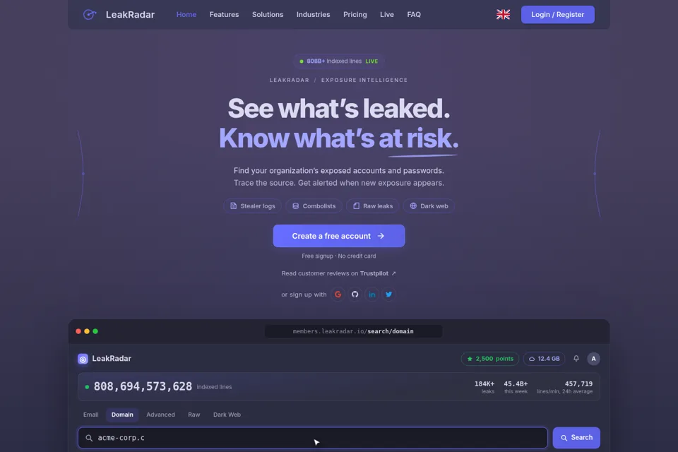Aperçu de la landing page