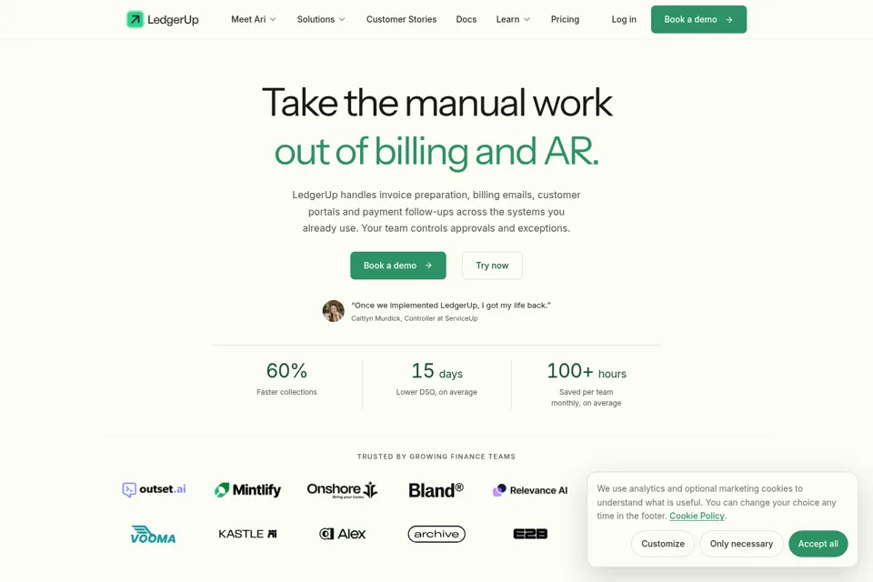 Aperçu de la landing page