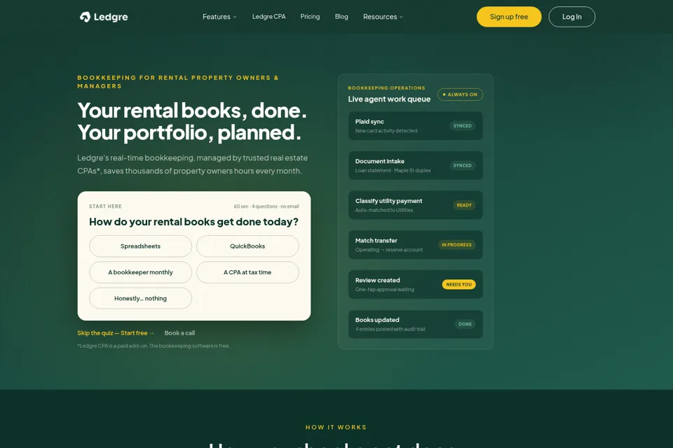 Aperçu de la landing page