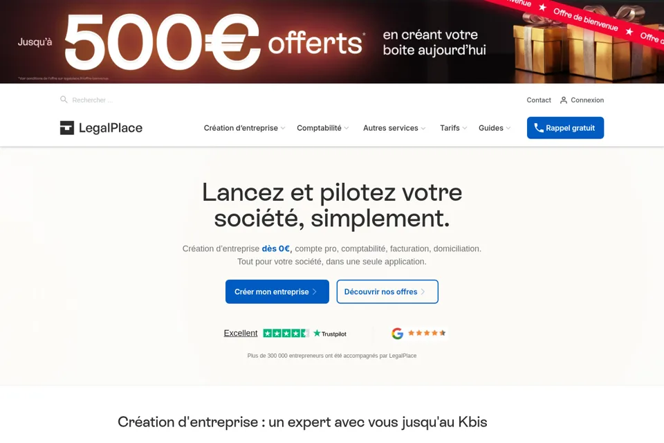 Aperçu de la landing page
