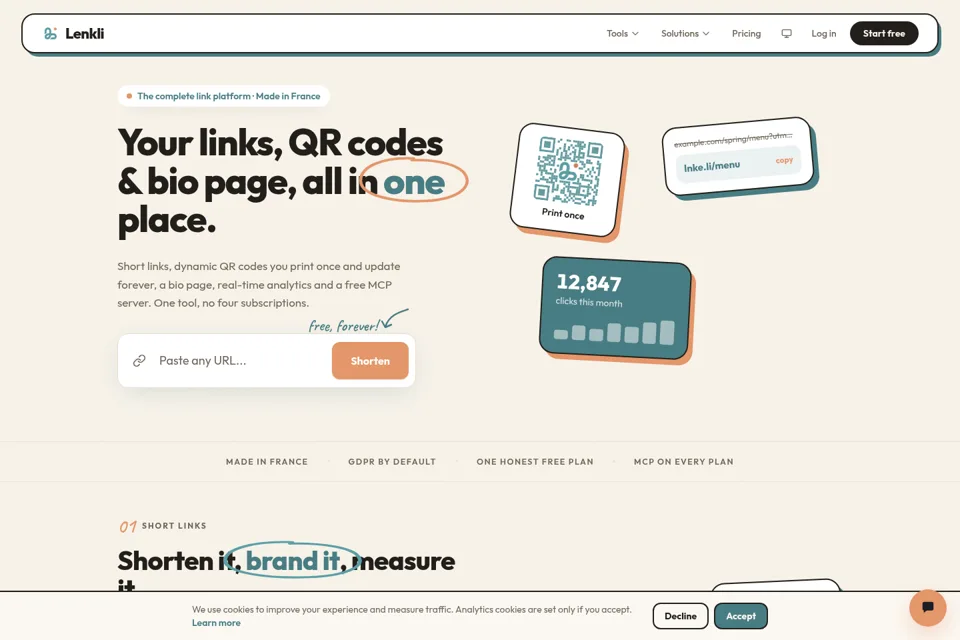 Aperçu de la landing page