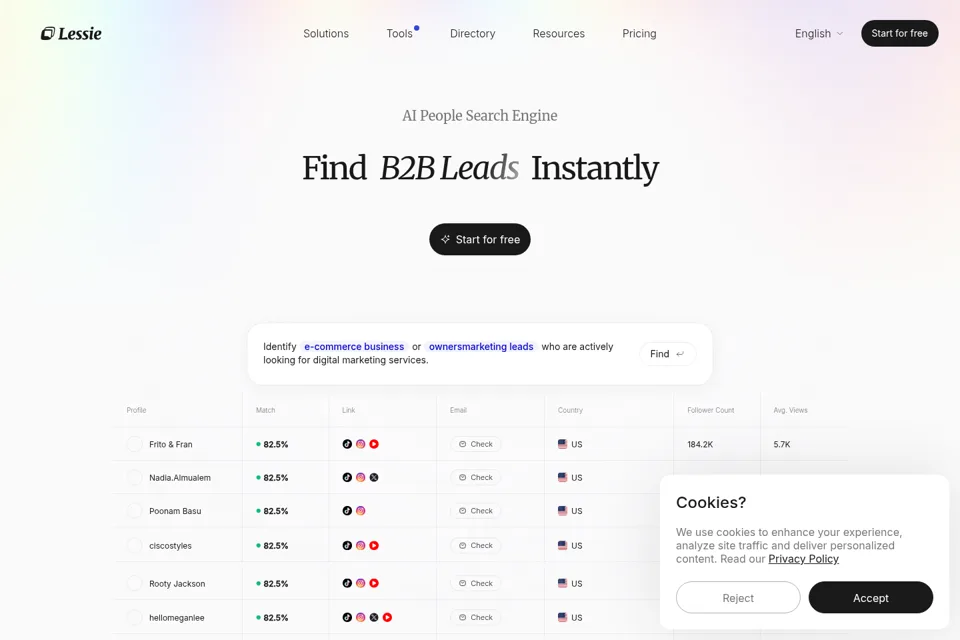 Aperçu de la landing page
