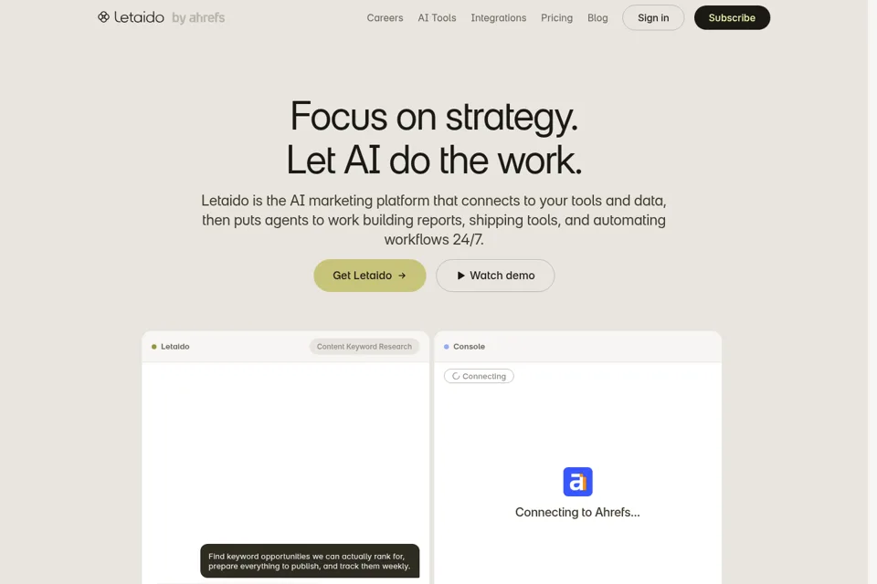 Aperçu de la landing page
