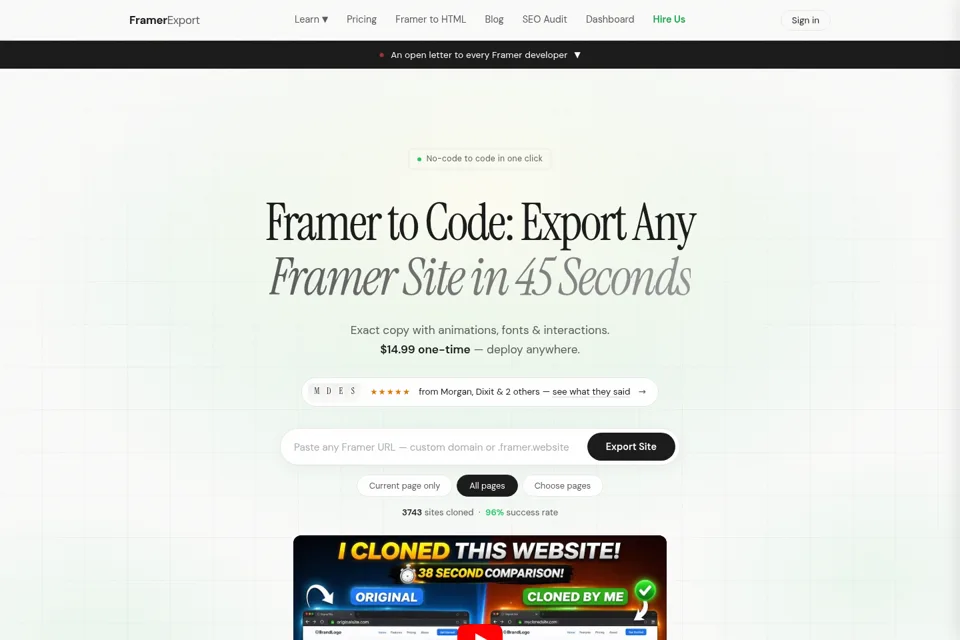 Aperçu de la landing page