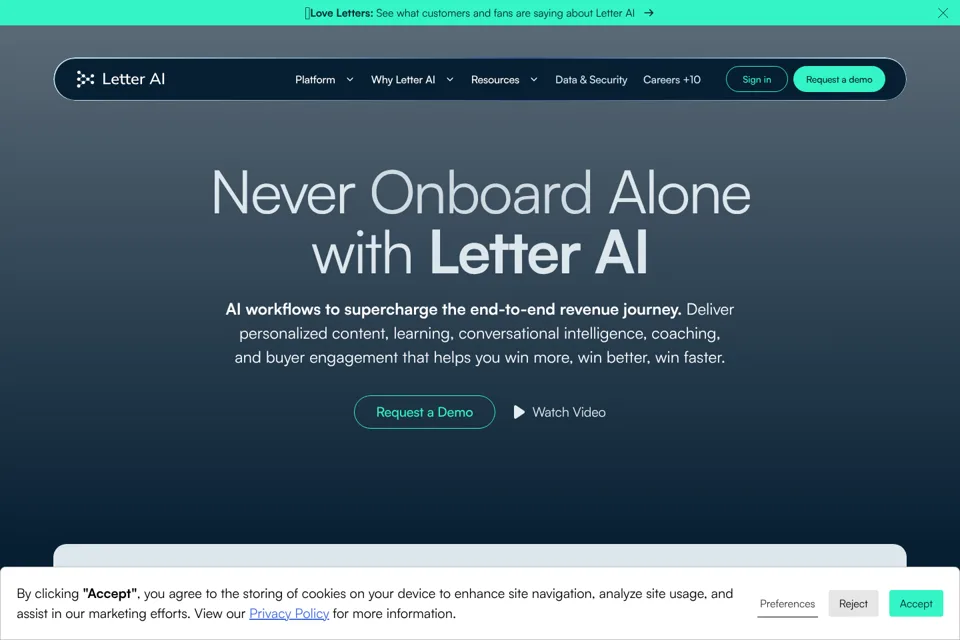 Aperçu de la landing page