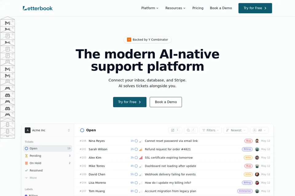 Aperçu de la landing page