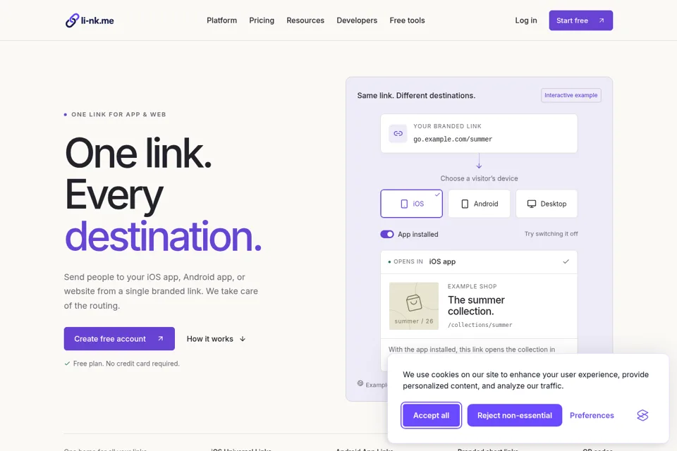 Landing page preview