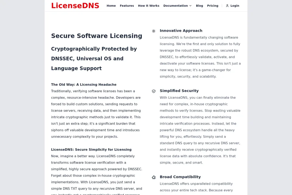 Aperçu de la landing page