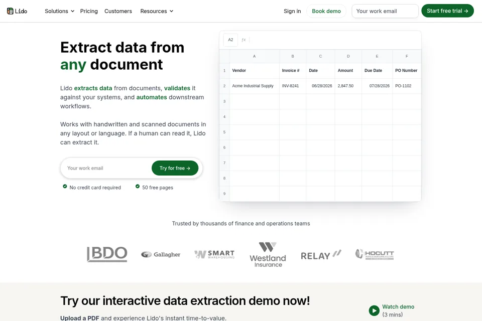 Aperçu de la landing page