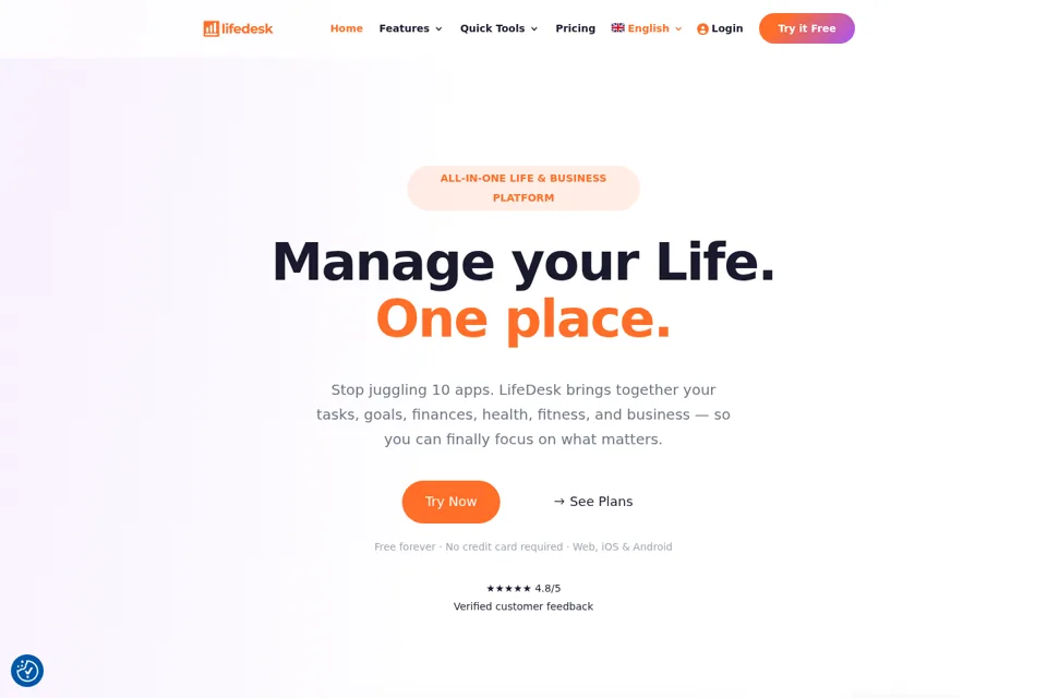 Aperçu de la landing page