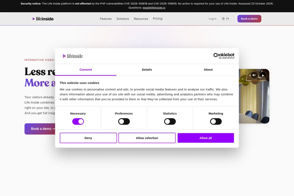 Aperçu de la landing page