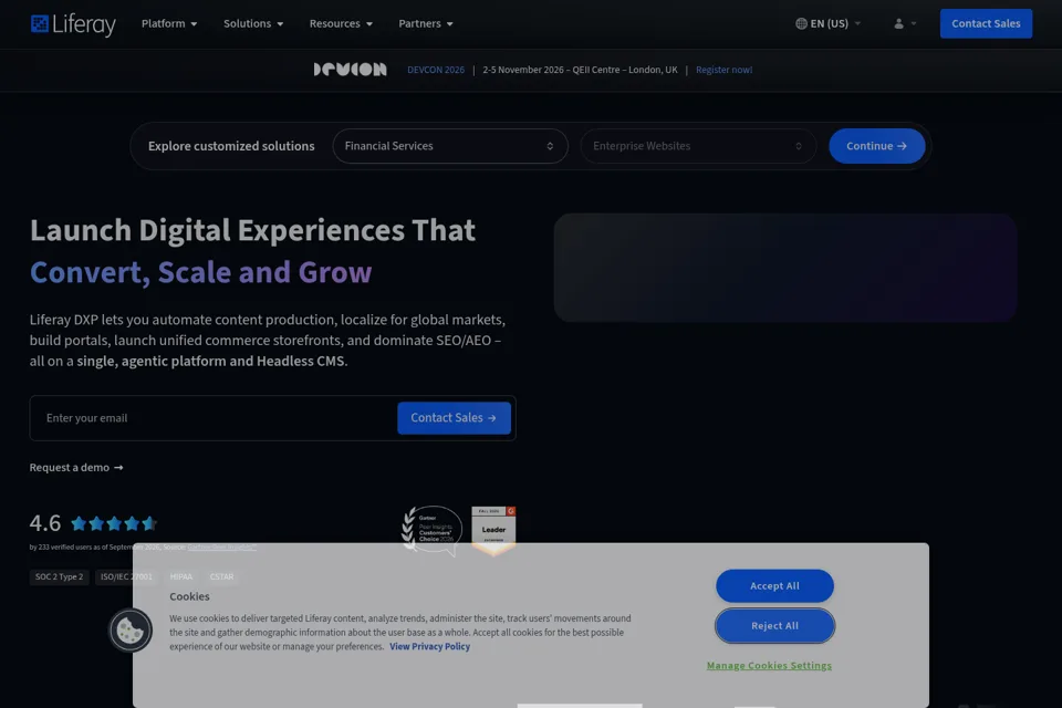 Aperçu de la landing page