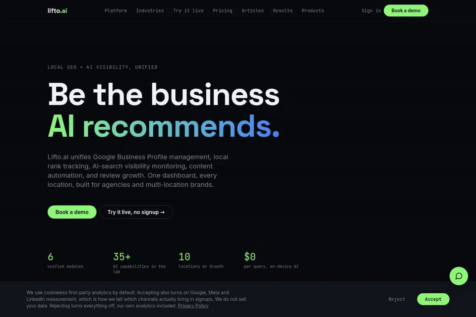 Aperçu de la landing page