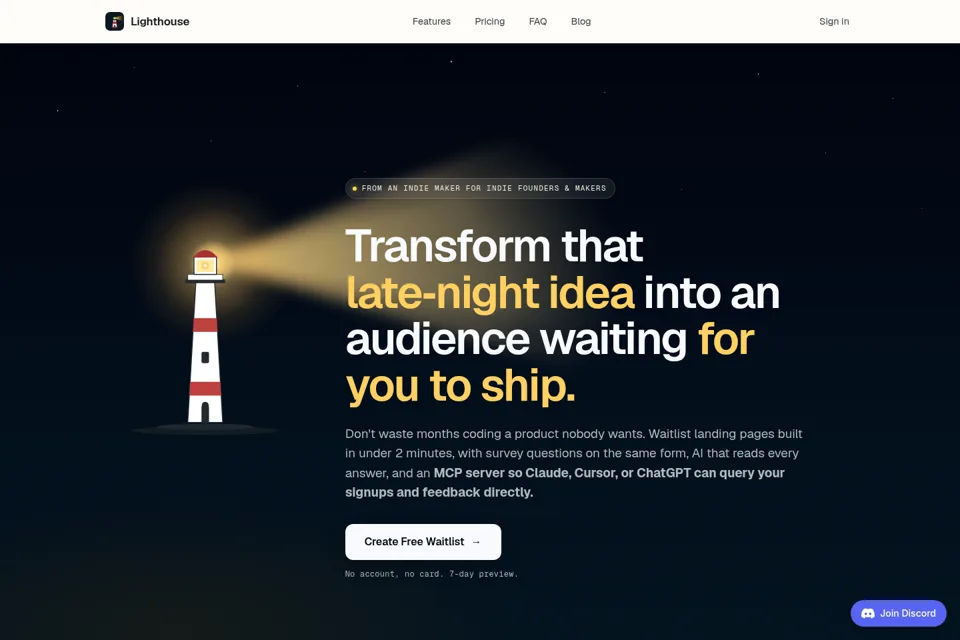 Aperçu de la landing page