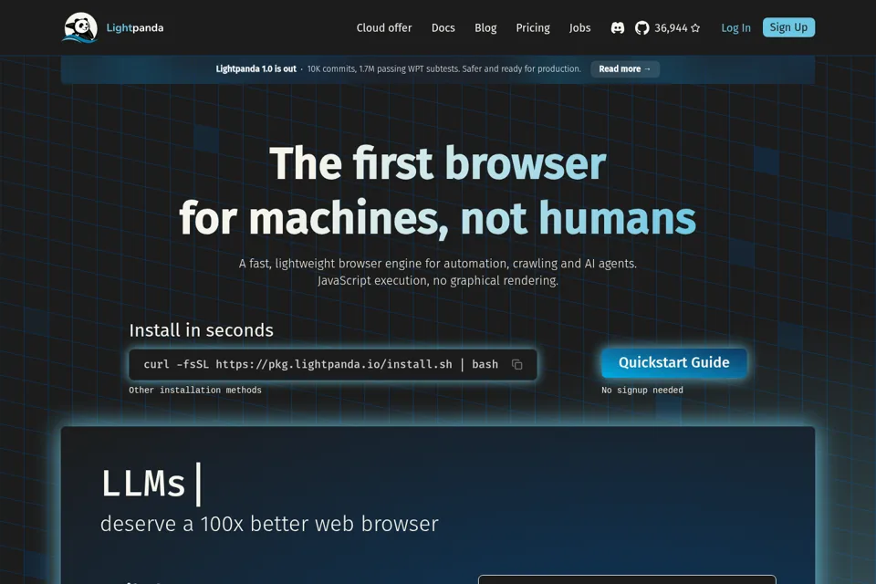 Aperçu de la landing page